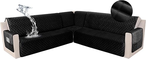 Miniatura 30 de HDCAXKJ Funda impermeable para sofá modular esquinero, de terciopelo en forma de L, para mascotas y perros, suave, resistente, en forma de U, juego
