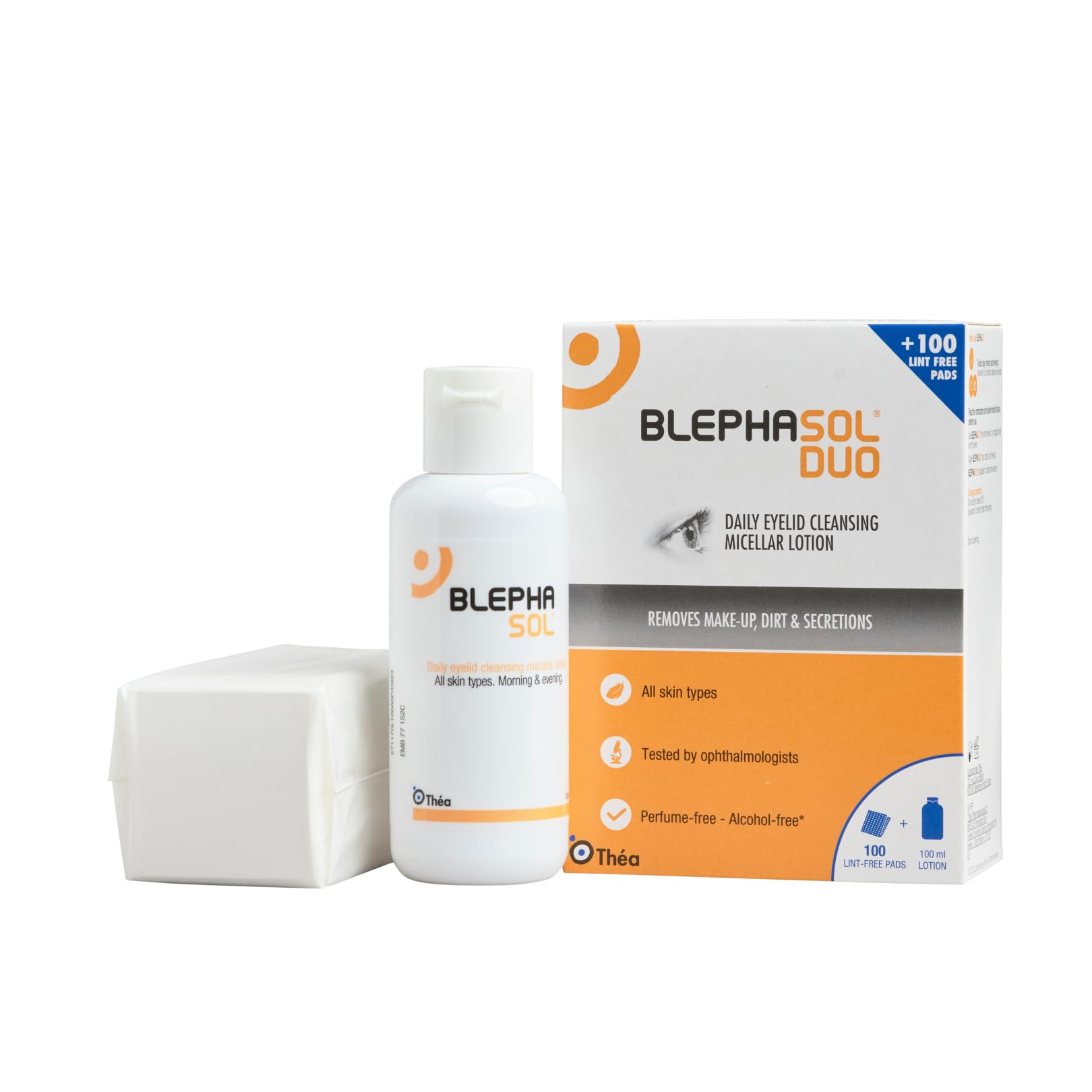 Thea Blephasol Duo: 100Ml & 100 Cotton Pads - Blepharitis - 1