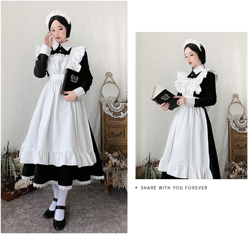 [ABUNDANTDOODS] クラシカルロングメイド服 ゴスロリレース コスロリ コスプレ衣装 クリスマス ハロウィン イベント 仮装 文化祭