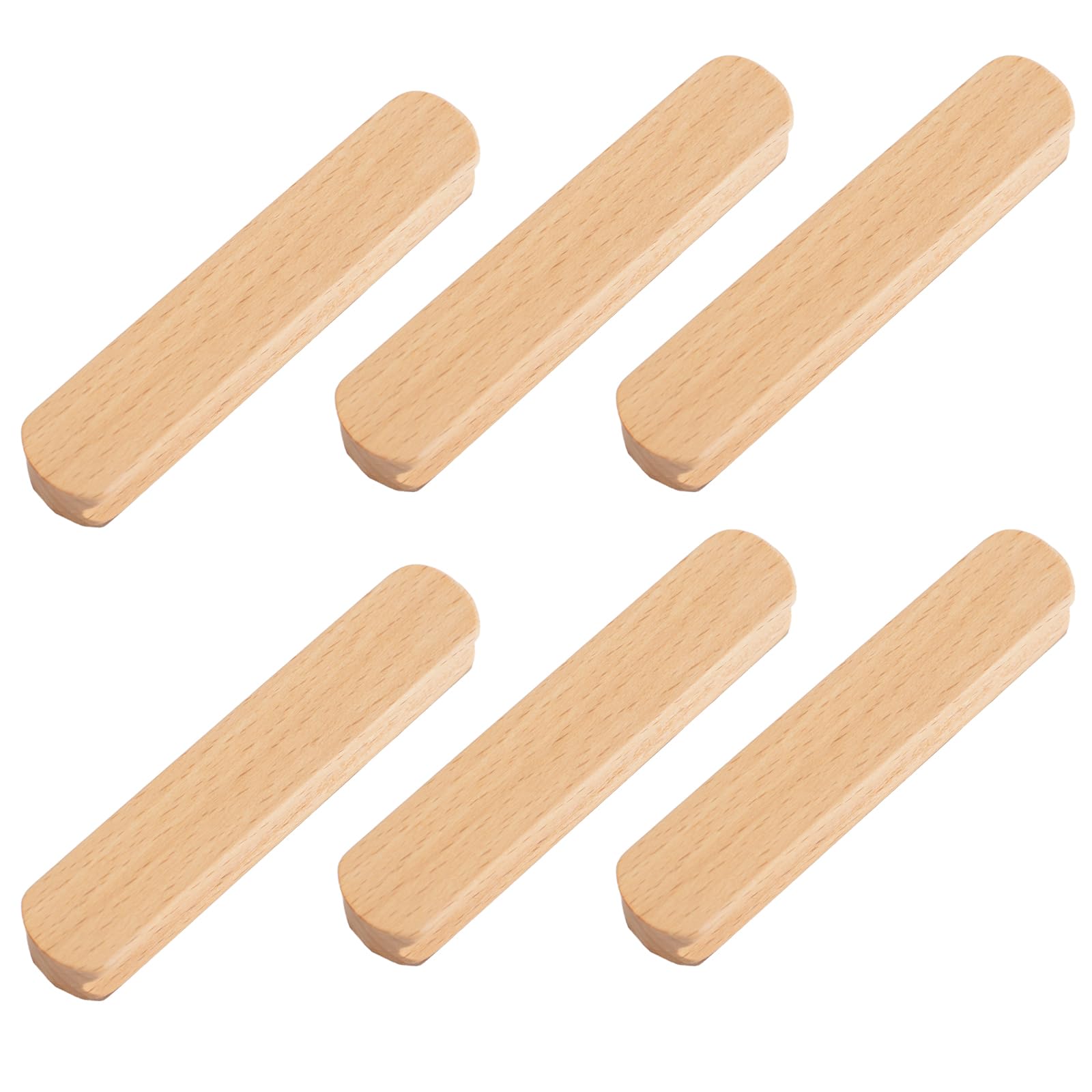 MOROBOR Self-Adhesive Furniture Pulls, 6pcs Wooden No-Drill Knobs Instantly Mounted Adhesive Handles for Wardrobe, Bathroom, Dresser