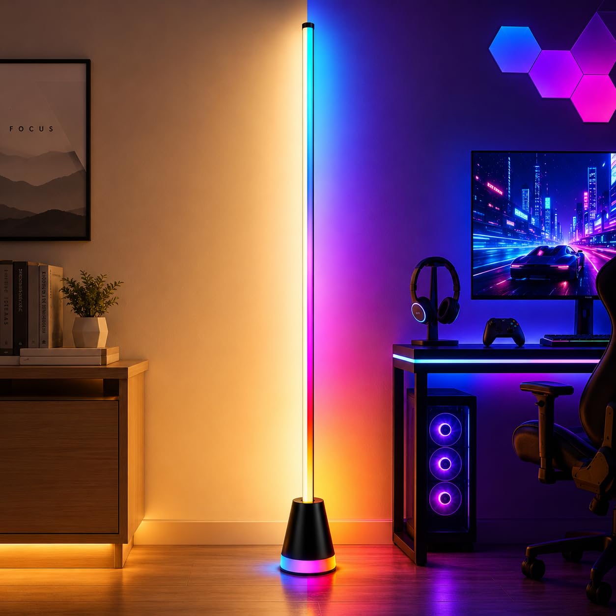 Lámpara de pie de esquina LED para iluminar rincones oscuros con domótica inteligente 2