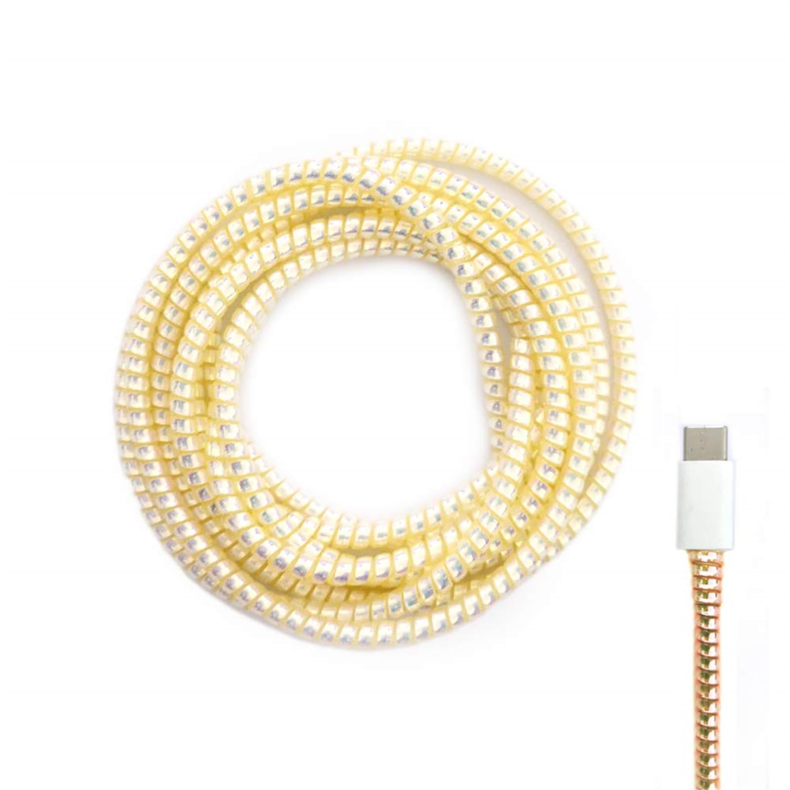 Joyzzz Spiral Cable Protector, 2 PCS 1.6m Animal Proof Wire Repair, Cord Protector for Headphone Saver Spiral Cable Wrap Strain Relief, Cord Sleeve for Phone Cable USB Date Cable (Laser Gold)