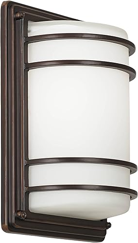 Miniatura 5 de John Timberland Habitat - Juego de 2 lámparas de pared industriales modernas para exteriores, bronce aceitado de 11 pulgadas, pantalla LED de