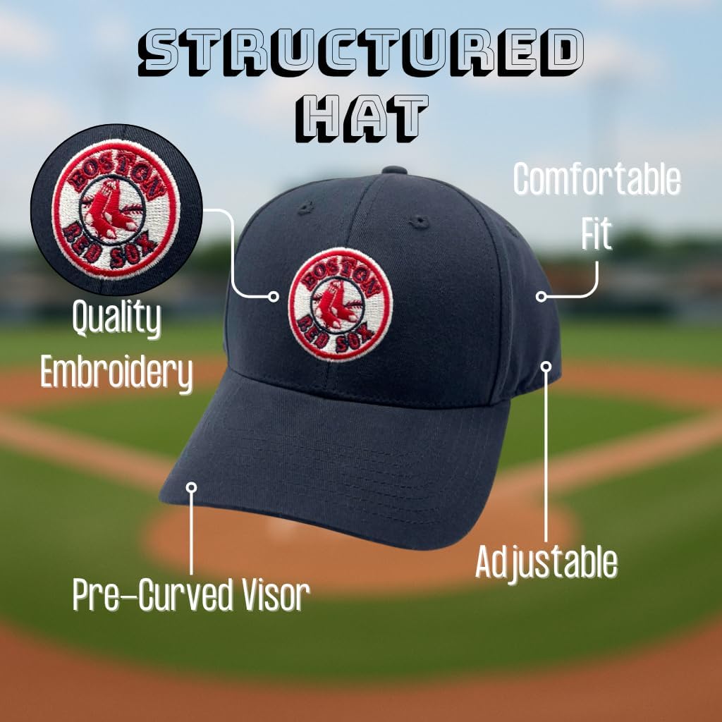 Officially Licensed Boston Youth Boys Girls Baseball Classic Edition Navy MVP Hat Kids Adjustable Primary Home Team Logo Red/Blue Sox Sports Ball Cap