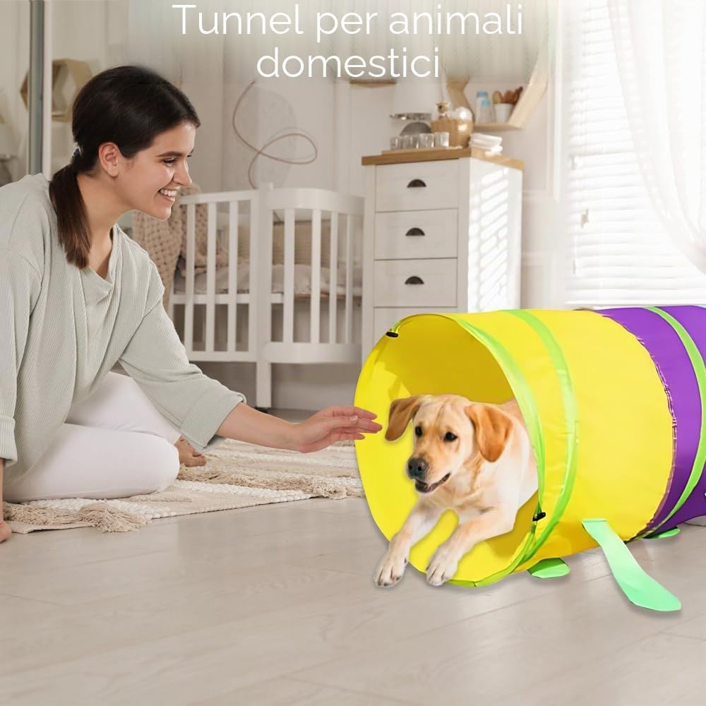 Tunnel per bambini, tunnel da gioco per bambini, 46 x 180 cm, pieghevole, tunnel per gattonare, per esterni, per bambini e animali, per interni ed esterni