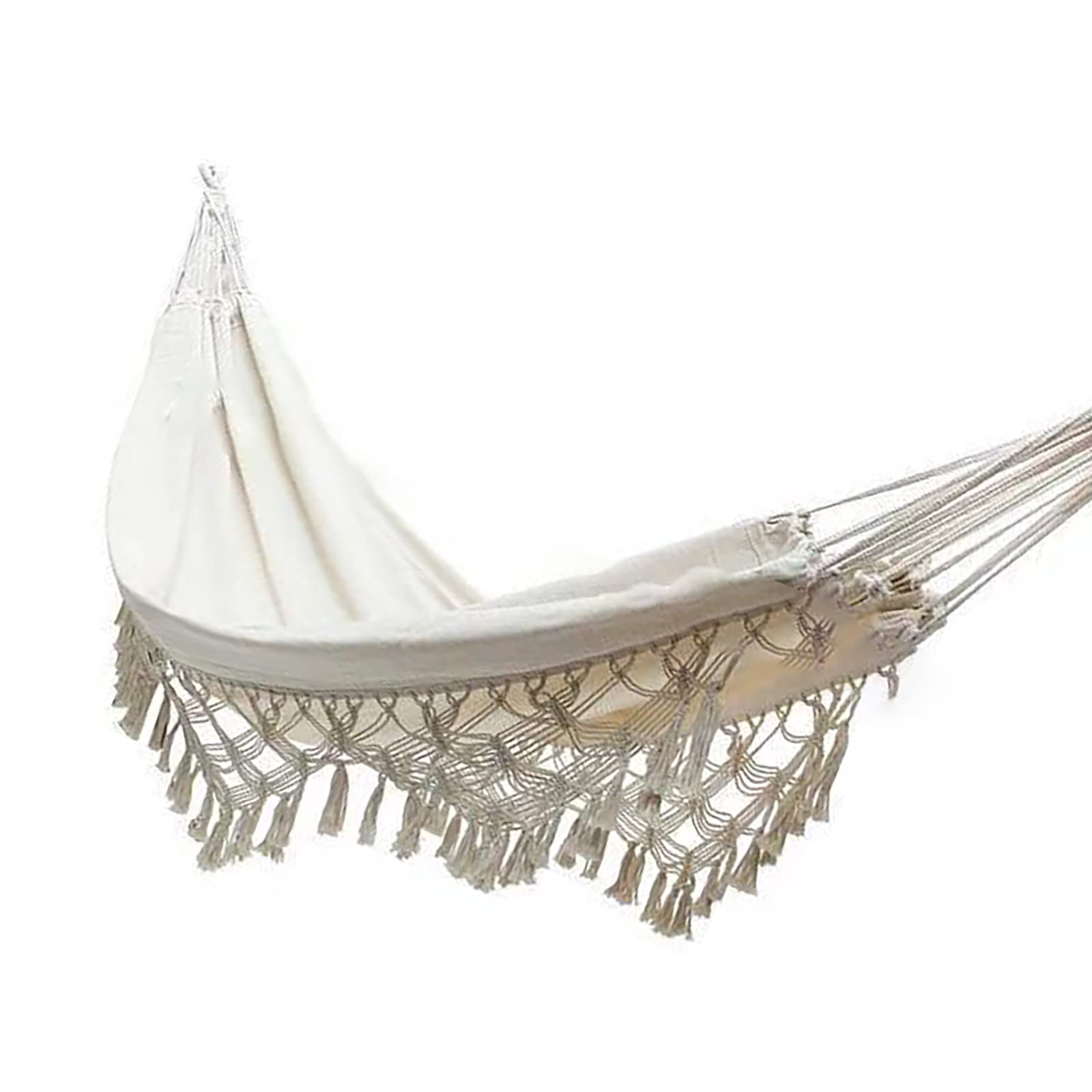 hammock, 260cm×140cm Outdoor Garden Cotton Bed Macrame Fringe s Boho Balcony Handmade Tassels 2 People Double 250 kg