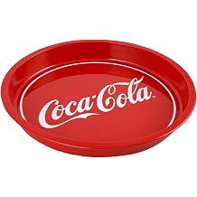 Coca-Cola Red Dish Deep Plate All Metal Tin Storage Container Round Serving Tray 12.25"