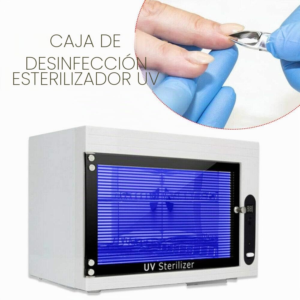 Esterilizador UV, gabinete, salón profesional, mesa de escritorio, caja de sanitario para herramientas de manicura, pinzas y toallas, salón profesional