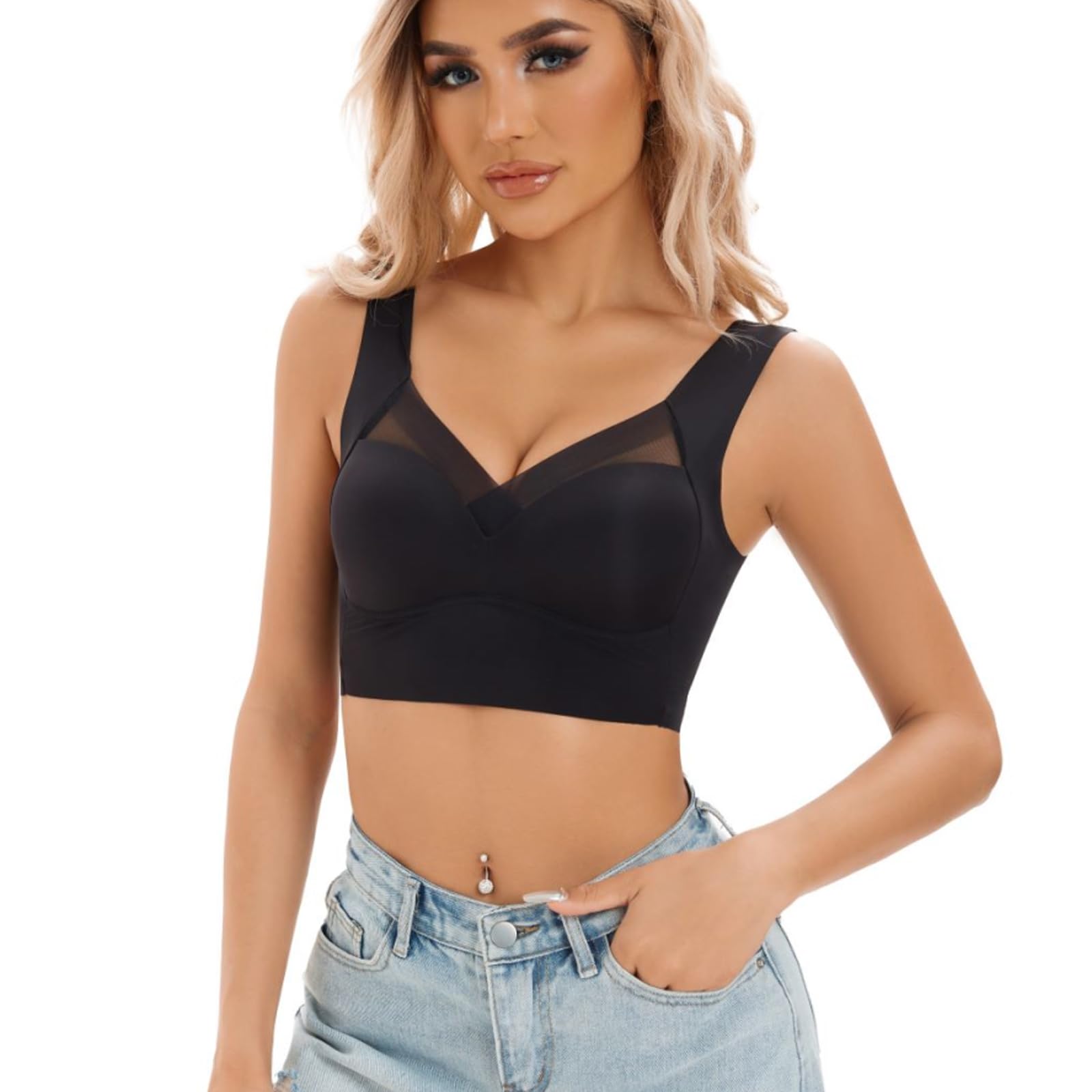 Brasier sin costuras para mujer, talla grande, para la espalda, sin costuras, sin costuras, para dormir, para deporte todos los días
