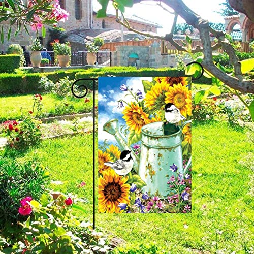 Sunflowers Summer Garden Flag 12 X 18 Inches Double Sided,Animals Small Birds Yard Flags,Durable Burlap Flag Holiday Farmhouse Patio Yard Outdoor Party Decor Gift #TOP2