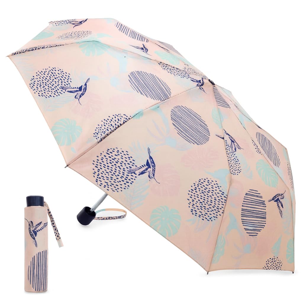 A2Z Ladies Supermini Umbrella Folding Umbrella Pastel Bird AOP Windproof Weather Resistant Women Compact Umbrellas Brolly Portable Shade Travel Umbrella Canopy