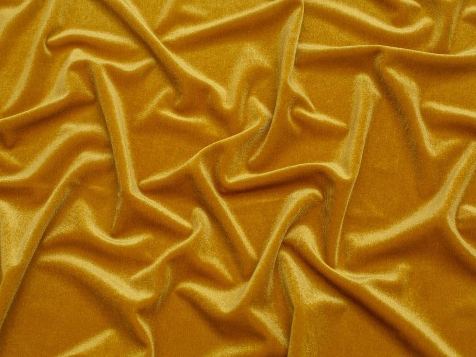 Minerva Velvet Stretch Knit Fabric Mustard - per metre