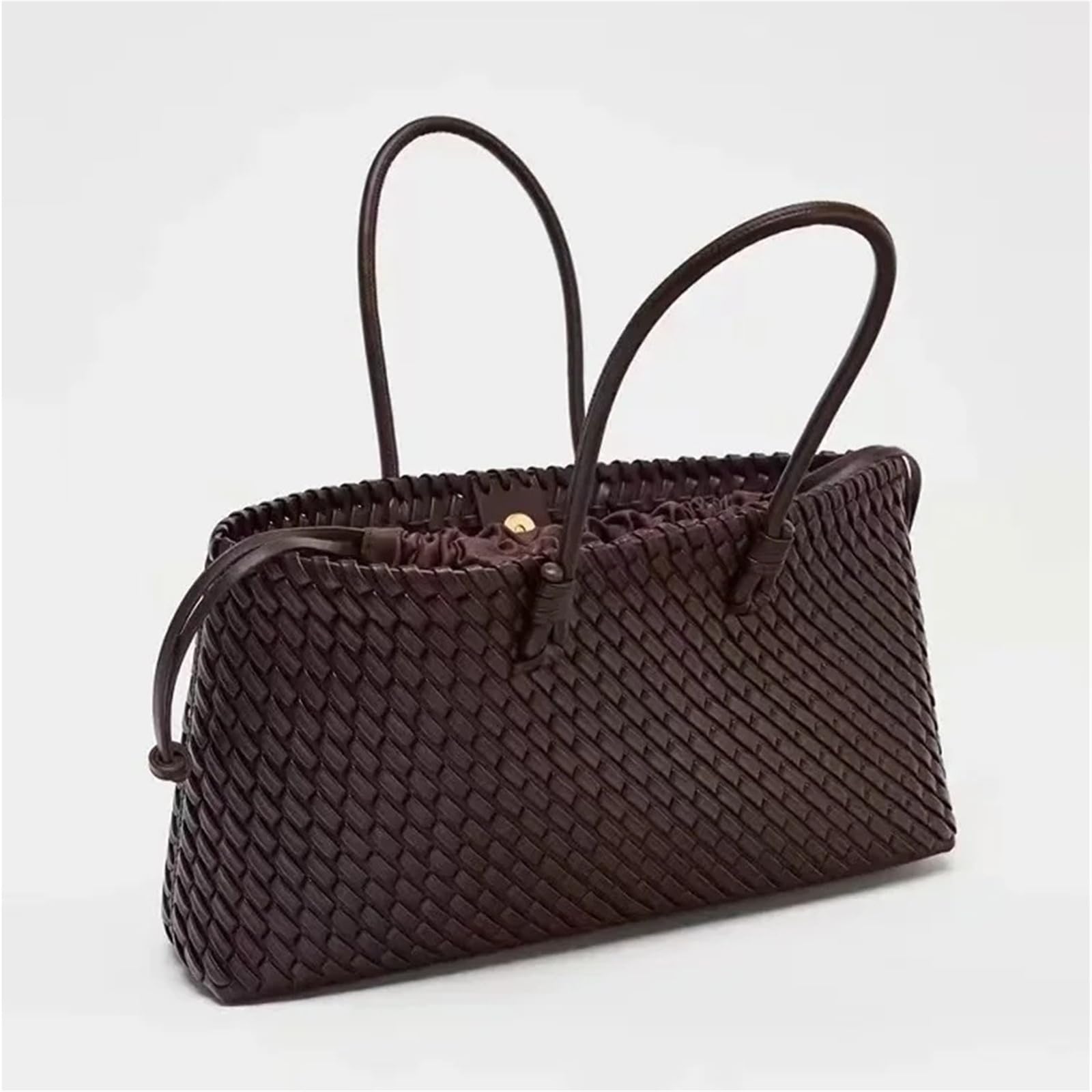 Borsa a tracolla intrecciata a cestino, grande, capiente, da donna, modello singolo, primavera estate