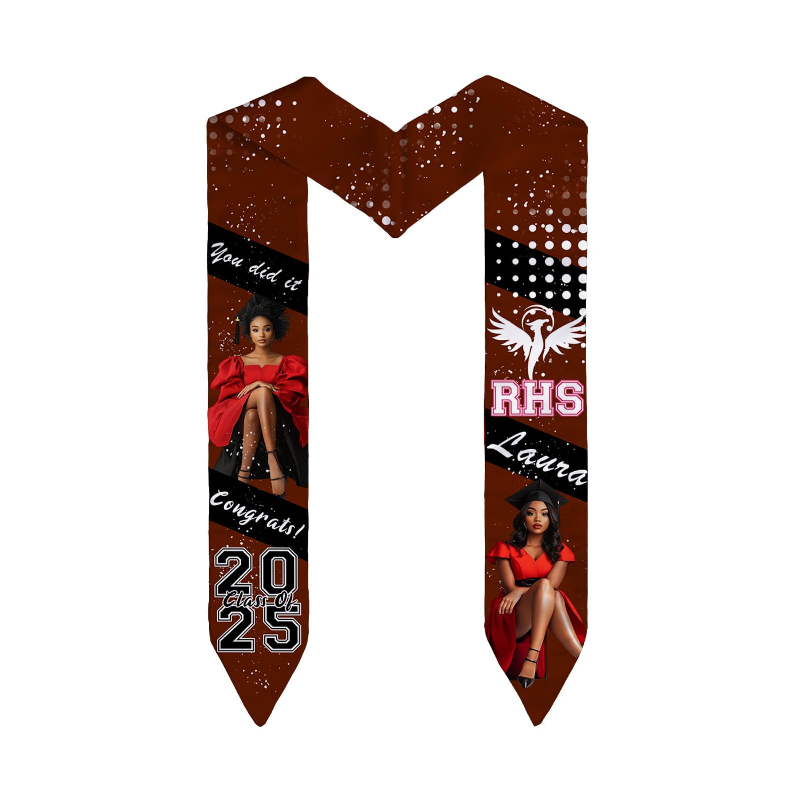 venoka POD Customize Class of 2025 Trendy Graduation Stole Personalized Add Your Photos Name for a Unique Look