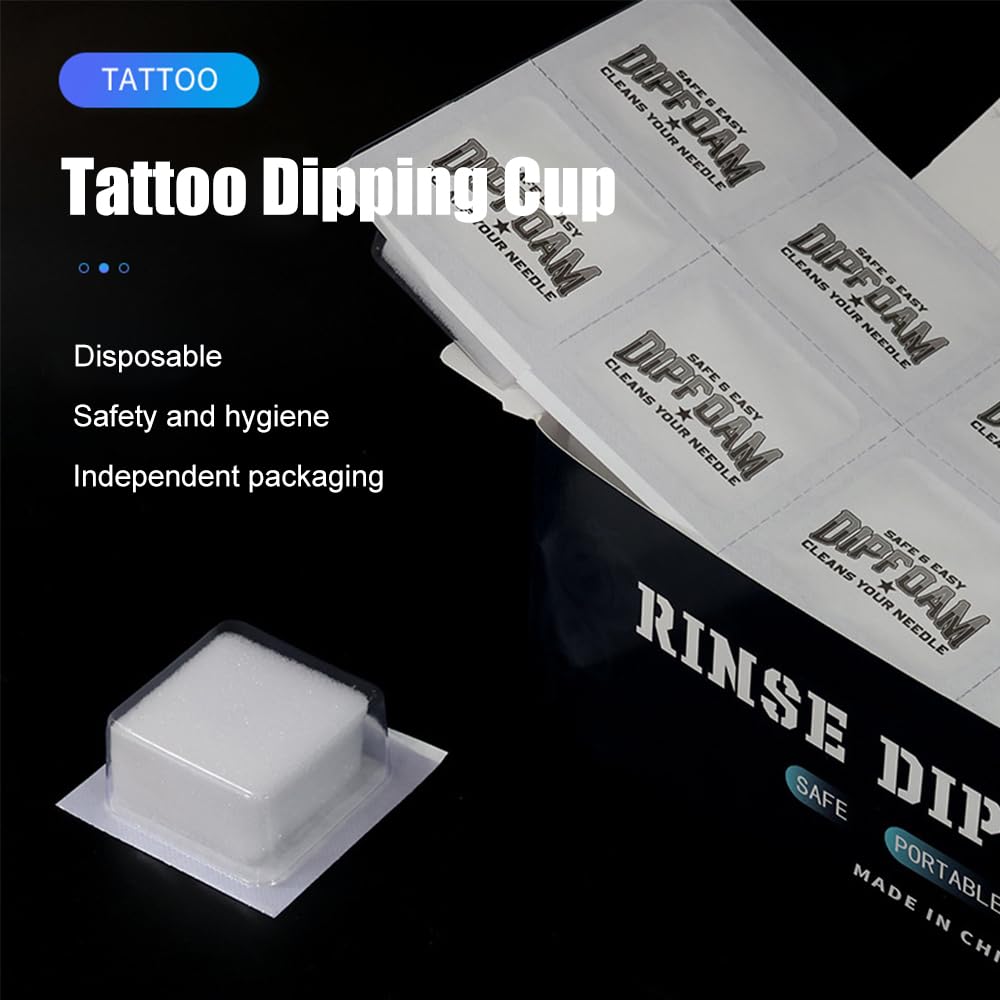 24Pcs Dip Foam Cup Disposable Needle Rinse Cap Professional Cartridge Clean Supplies (Square)