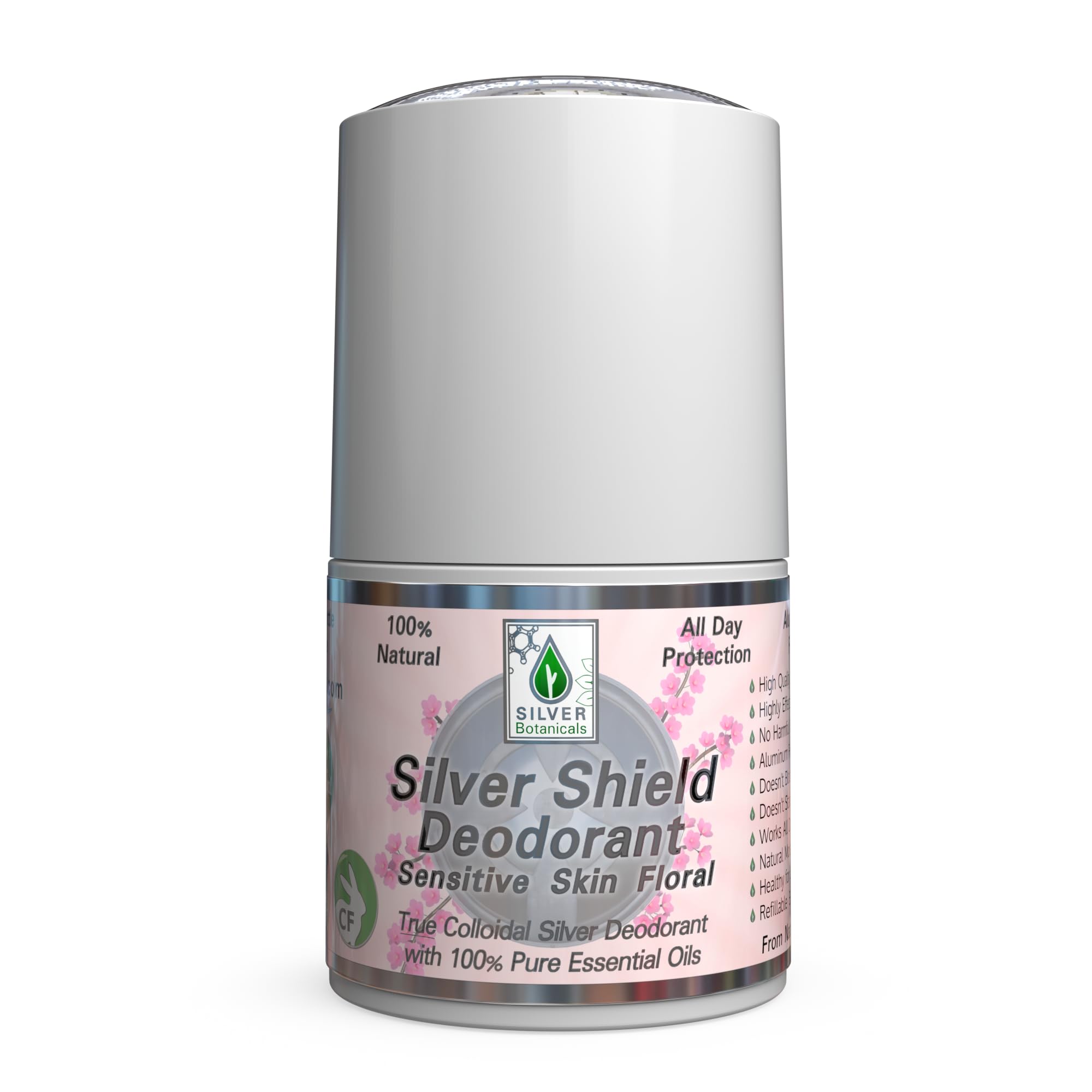 Shield Deodorant - Sensitive Skin Formula - Floral Scent | All Natural Colloidal Deodorant (Roll-on, 2 oz.)