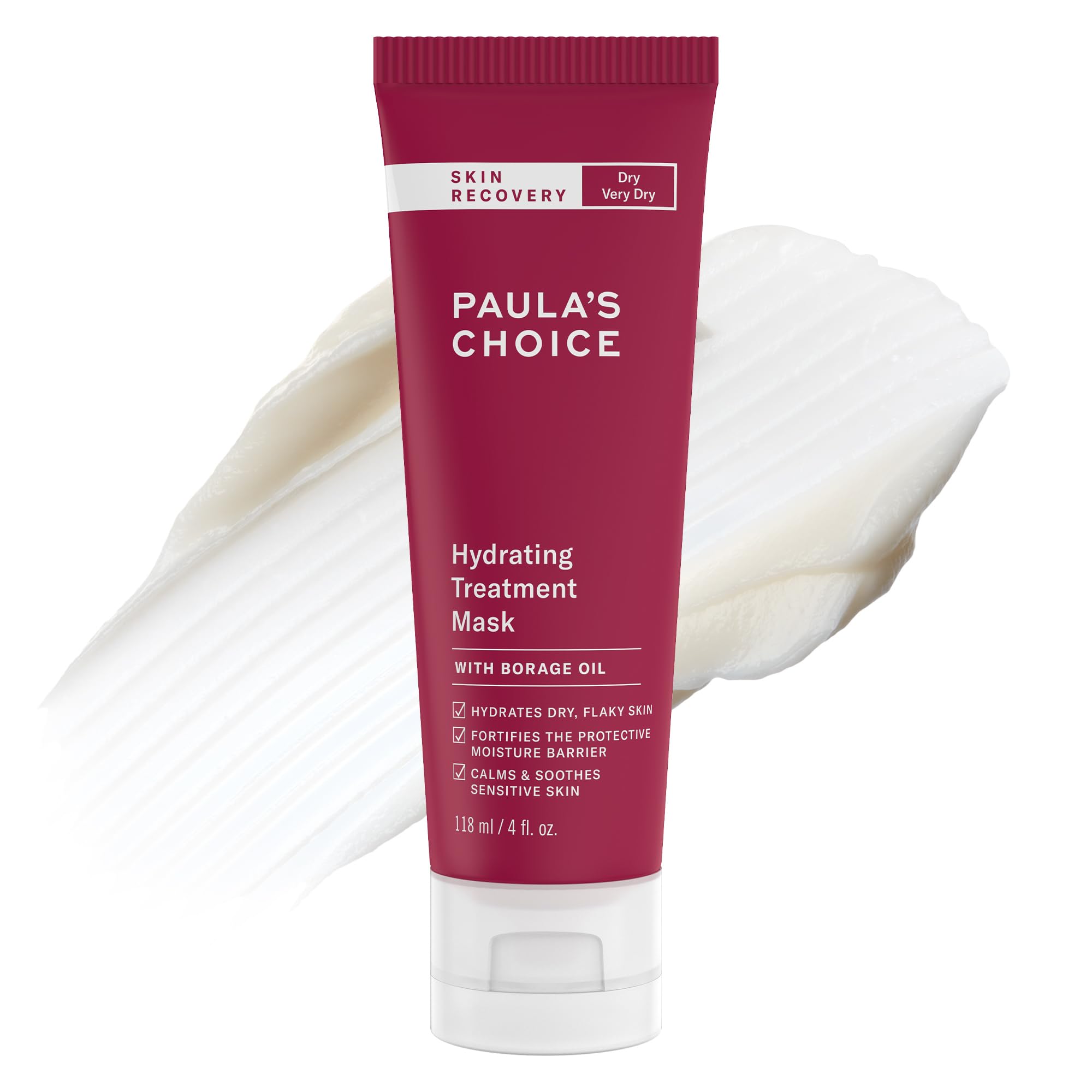 SKIN RECOVERY Hydrating Treatment Face Mask, Overnight Face Mask Cream with Primrose Oils, Vitamin C, A, E, & Hylauronic Acid, Hydrate, Smooths, Calming, 4oz