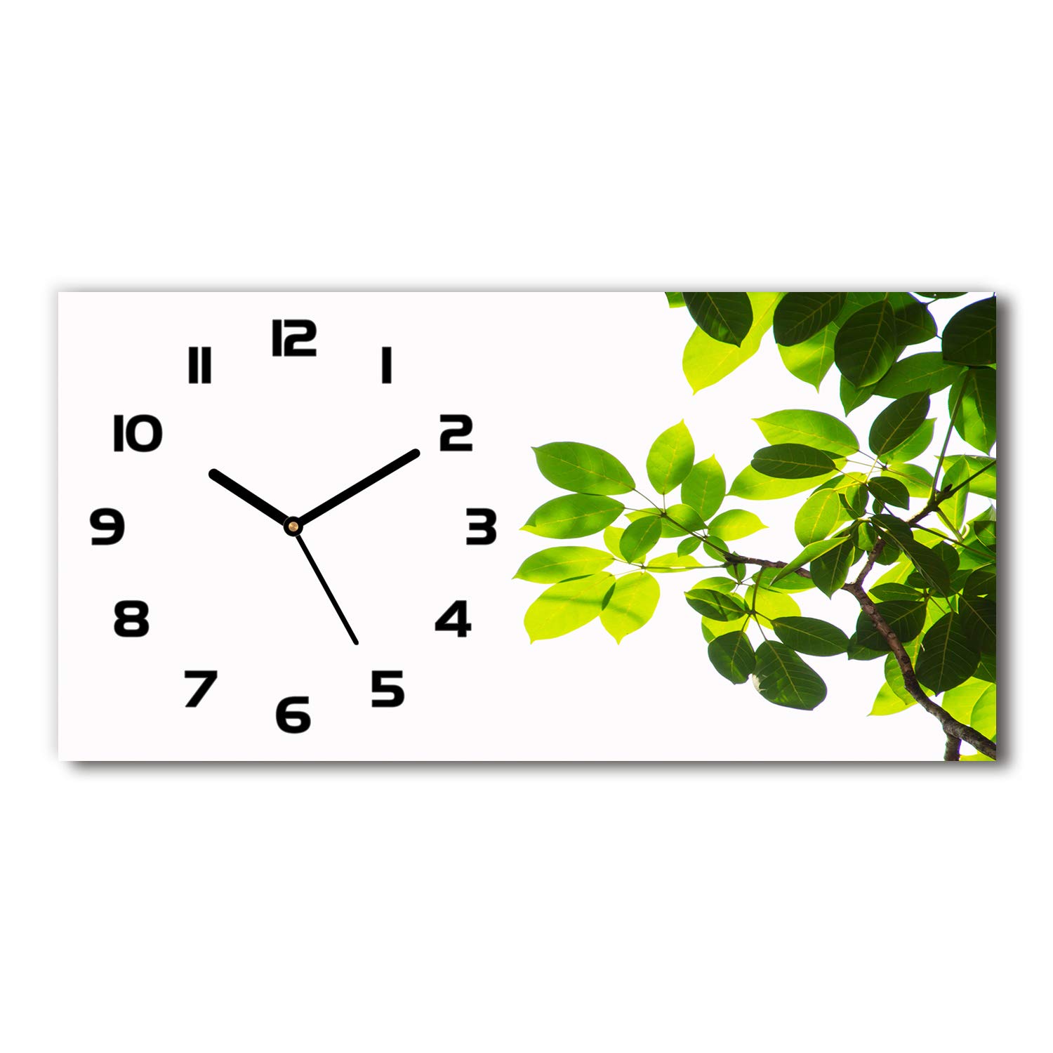 Tulup Wanduhr Aus Gehärtetem Glas – 60x30 Cm, Schwarze Zeiger, Motiv 'Kaffee In Einer Tasse', Stilvolle Küchenuhr