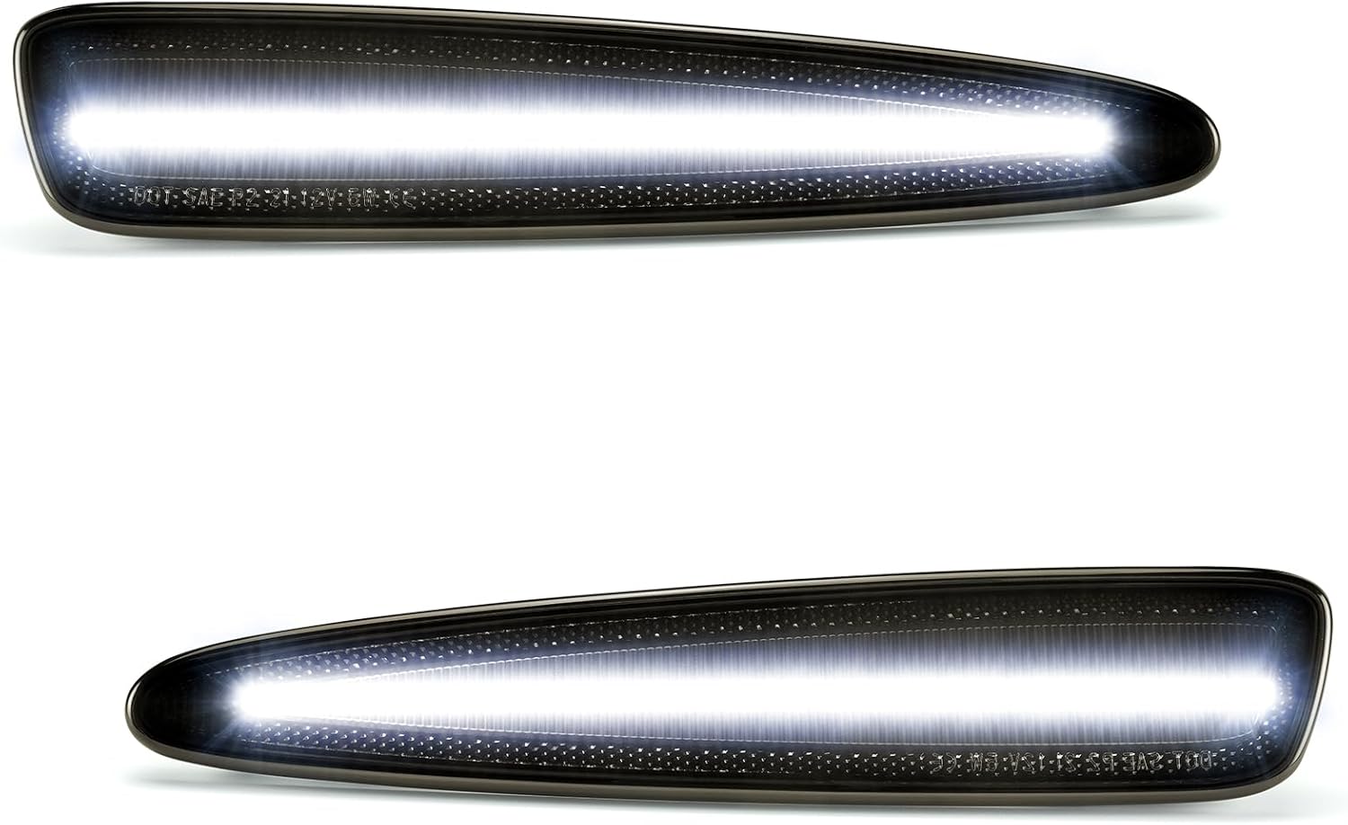 White Front LED Side Marker Lights for Chevy Corvette C6 2005 2006 2007 2008 2009 2010 2011 2012 2013 Smoked Lens White Fender Bumper Lamps Pack of 2