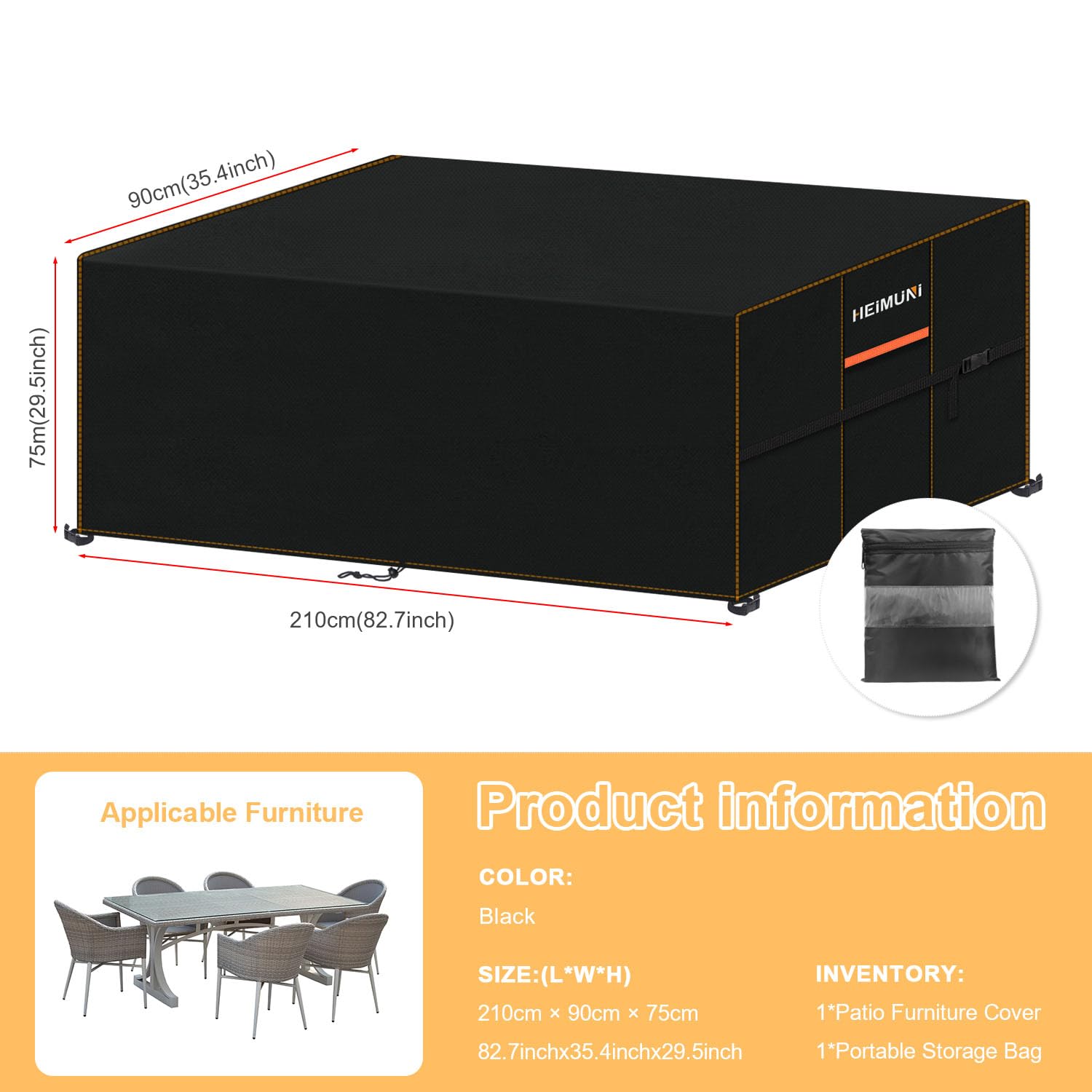 NXMYDBD Funda Muebles De Jardín 200x180x90cm/LxWxH Exterior