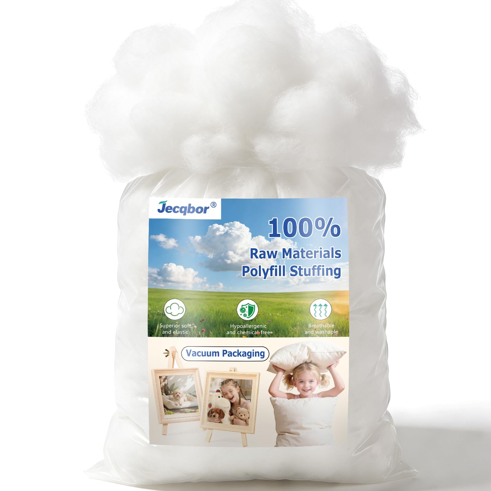 Photo 1 of Jecqbor Soft Polyfill Stuffing, 5lb White Polyester Fiber