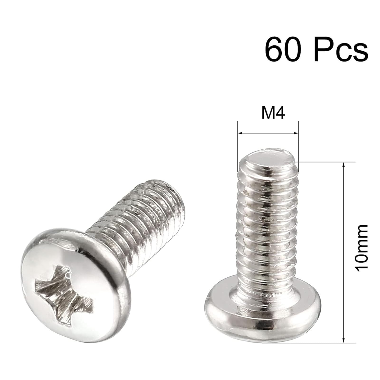 MACHSWON M4x10mm Round Head Cross Screw 304 Stainless Steel Cross head Phillips Pan Head Machine Screws Bolt 60pcs - Image 3