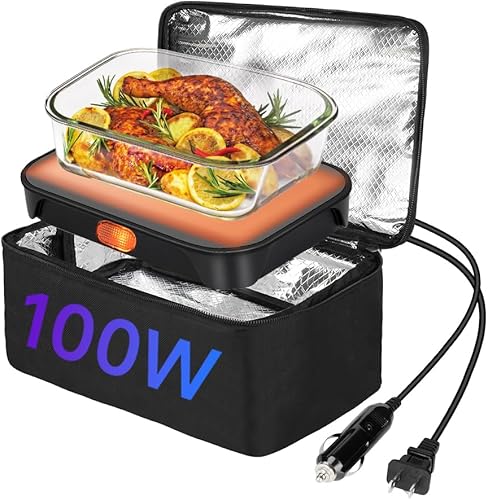 Protable Oven - Calentador de alimentos de 100 W, 12 V24 V110 V, lonchera eléctrica para adultos, microondas personal para calentar y cocinar