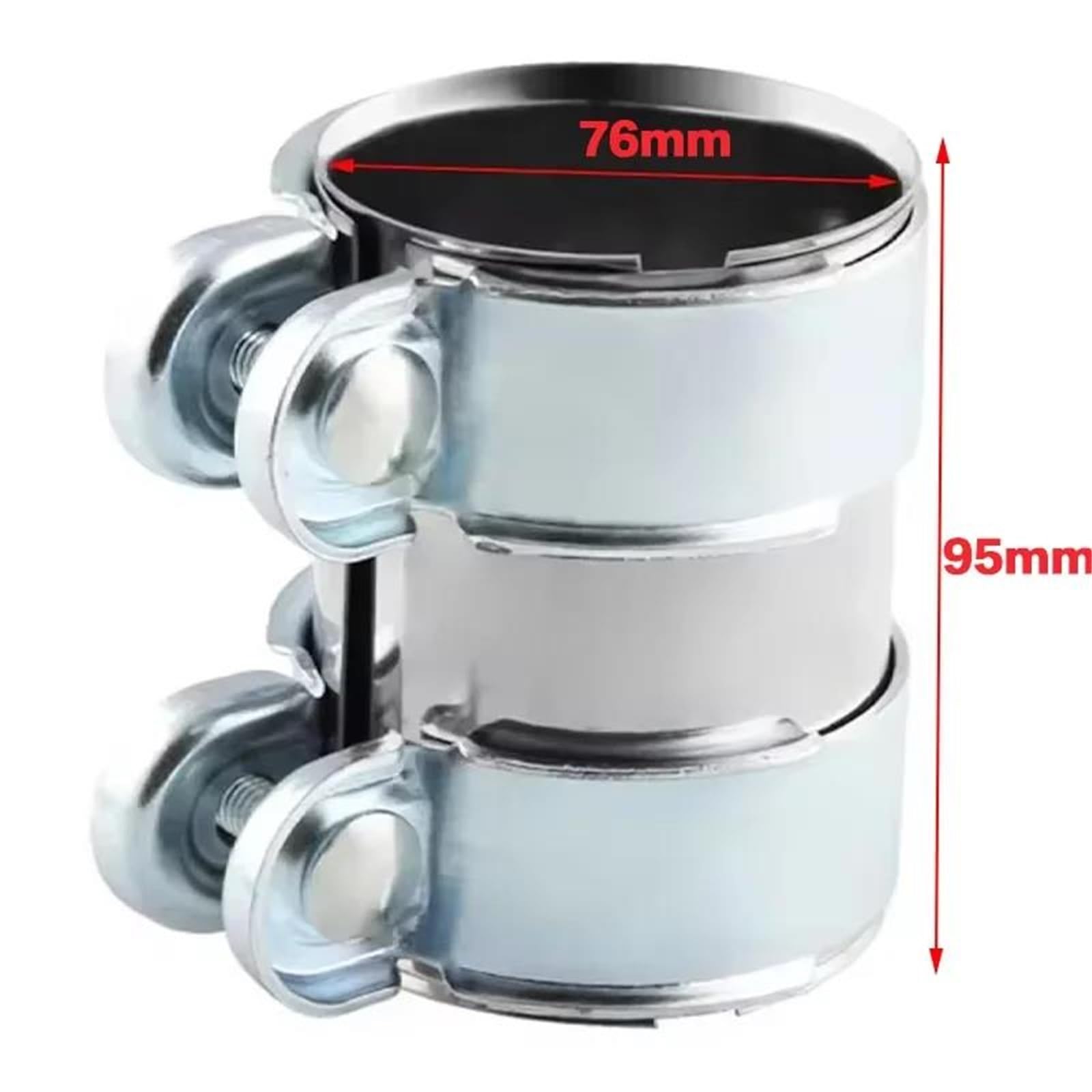 Terminales Escape Abrazadera De Escape 45mm 50mm 55mm 60mm 65mm 70mm 76mm Conector Tubo Manguito Unión Punta Ajustable Doble Redonda(76mm (3 in))