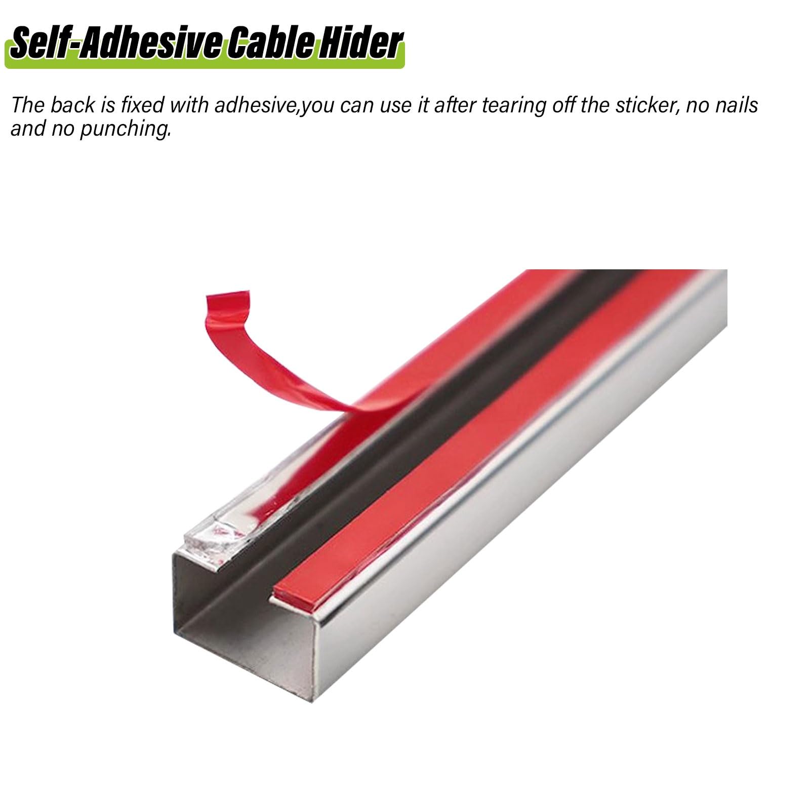 XBTGS Cubierta de alambre/canal para proteger, cable autoadhesivo de acero inoxidable para 2, 3, 5, 7, 13, multicolor, varios tamaños, plateado, 2 m, 60 x 30 mm