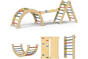 5-in-1 Foldable Baby Climbing Gym, Large Pikler Triangle Set