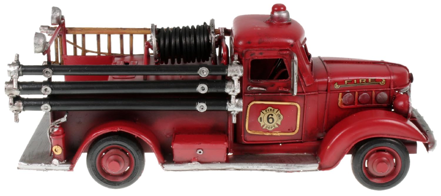 Unbekannt Feuerwehr Auto Metall 30 cm mit Spardose Oldtimer Nostalgie Blech Löschwagen Modell Wagen LKW