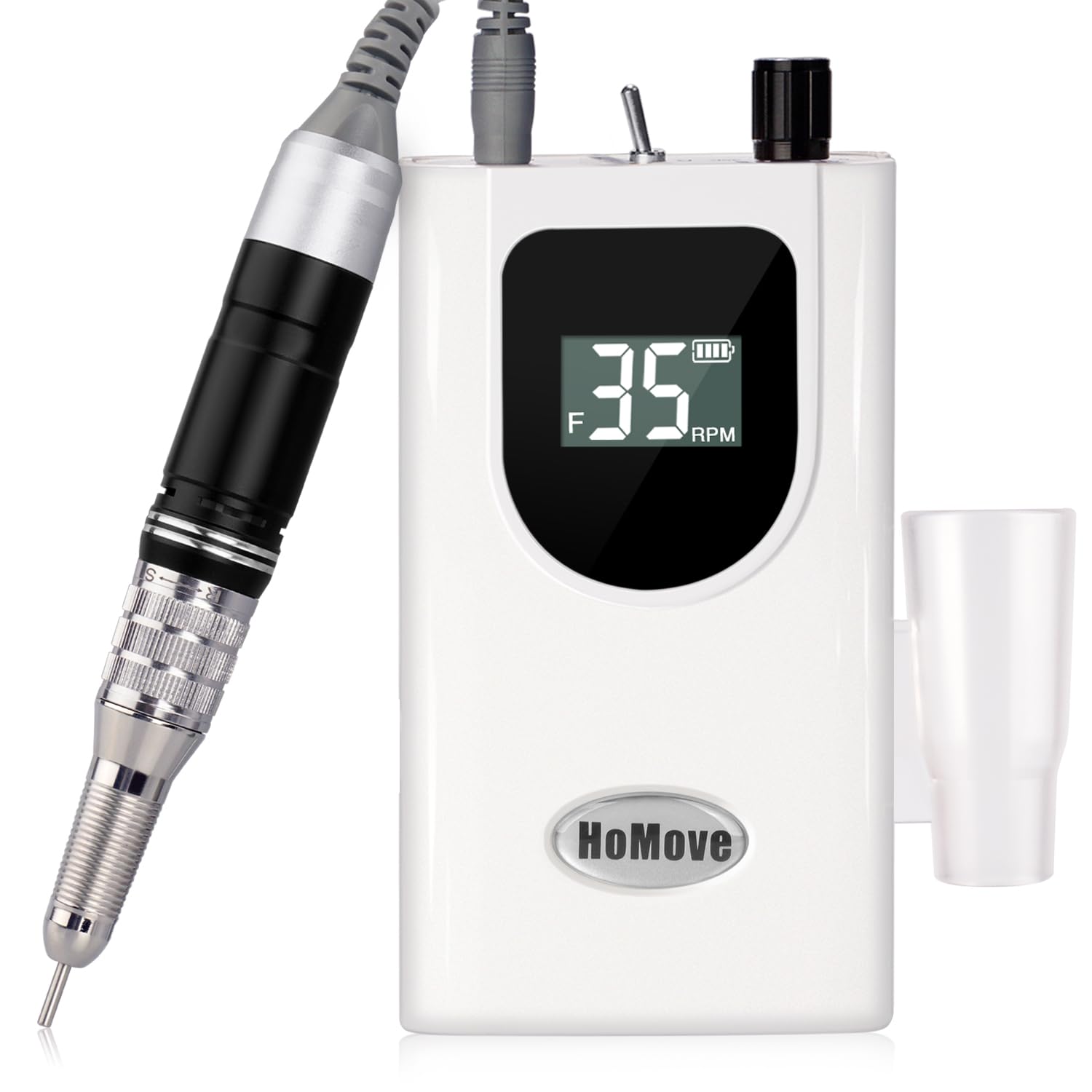 35,000 RPM Portable Nail Drill Machine, HoMove Professional Rechargeable Efile Nail Drill, Low Heat Electric Nail File for Acrylic Nail Natural Extension Poly Nail Gel