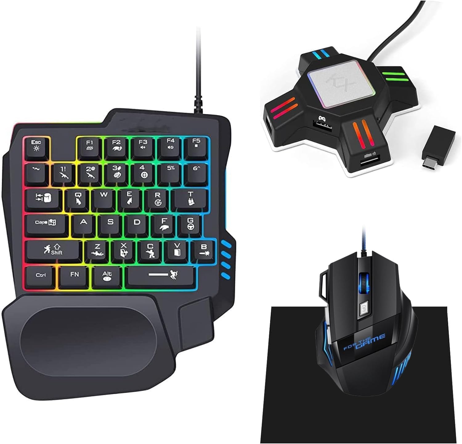 Amazon.co.jp: 片手キーボード マウス コンバーター セットこんばーた