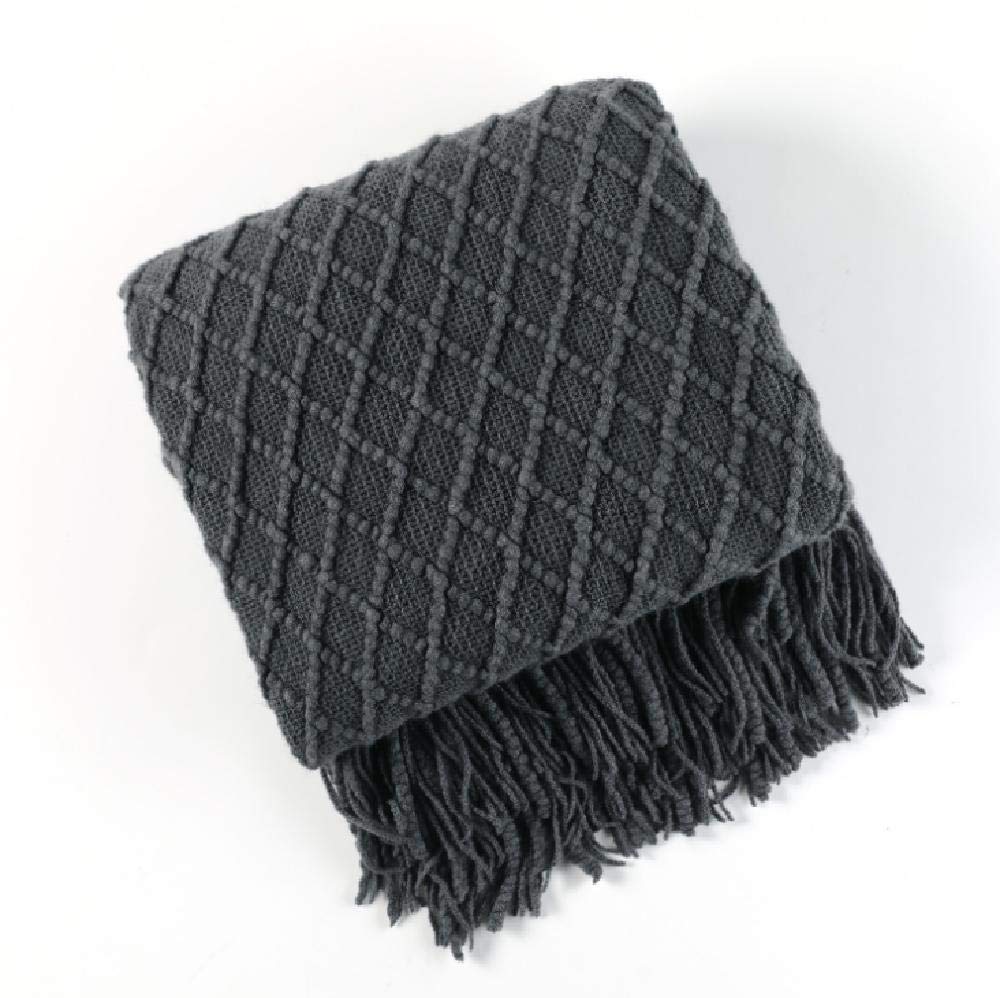 Blanket,Sofa Throw Blanket,100% Acrylic Knit Throw Blanket,with Tassels,for Sofa Couch Bed Chair Car Office Travel -YHS_127 * 152 + 10cm must