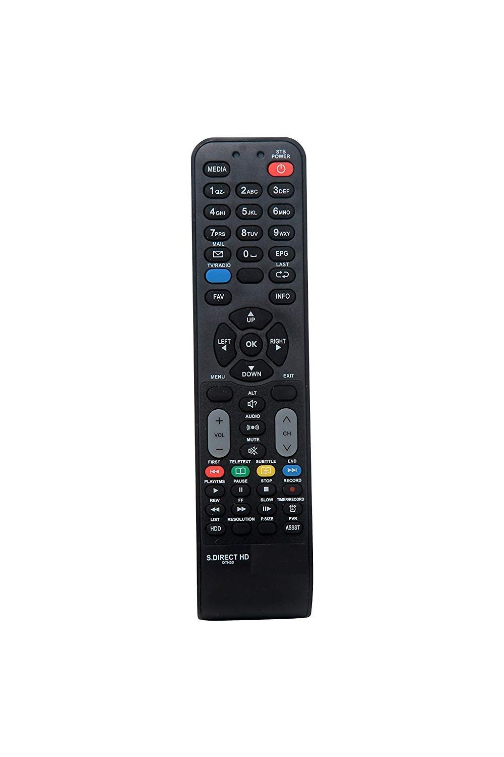 Remotex Compatible Dth Tv Set-Top Box Remote For Sun Direct Hd - Black