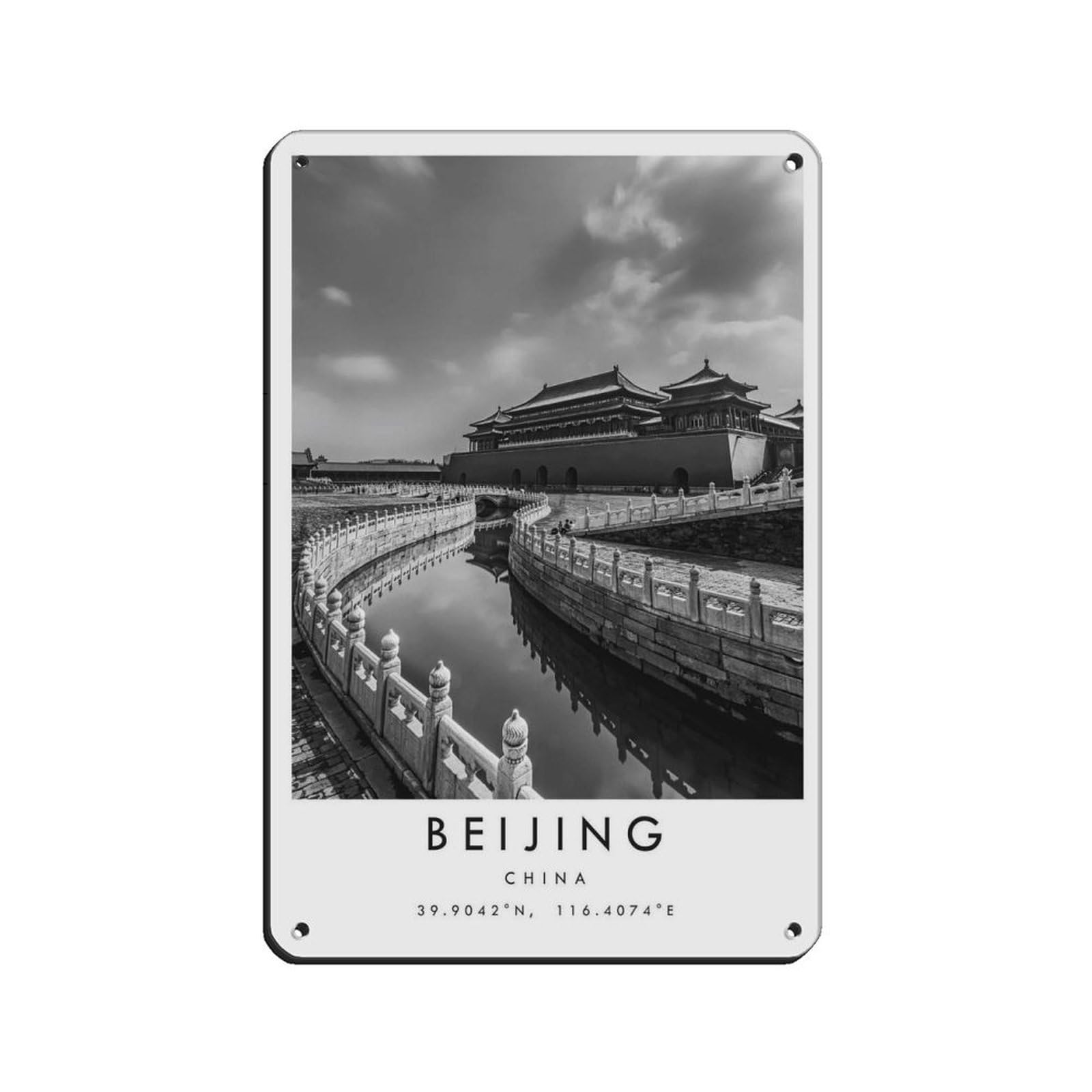 Beijing Travel, China Poster Tin Sign Vintage Metal Pub Club Cafe Bar Home Wall Art Decoration Poster Retro 8x12inch(20x30cm)