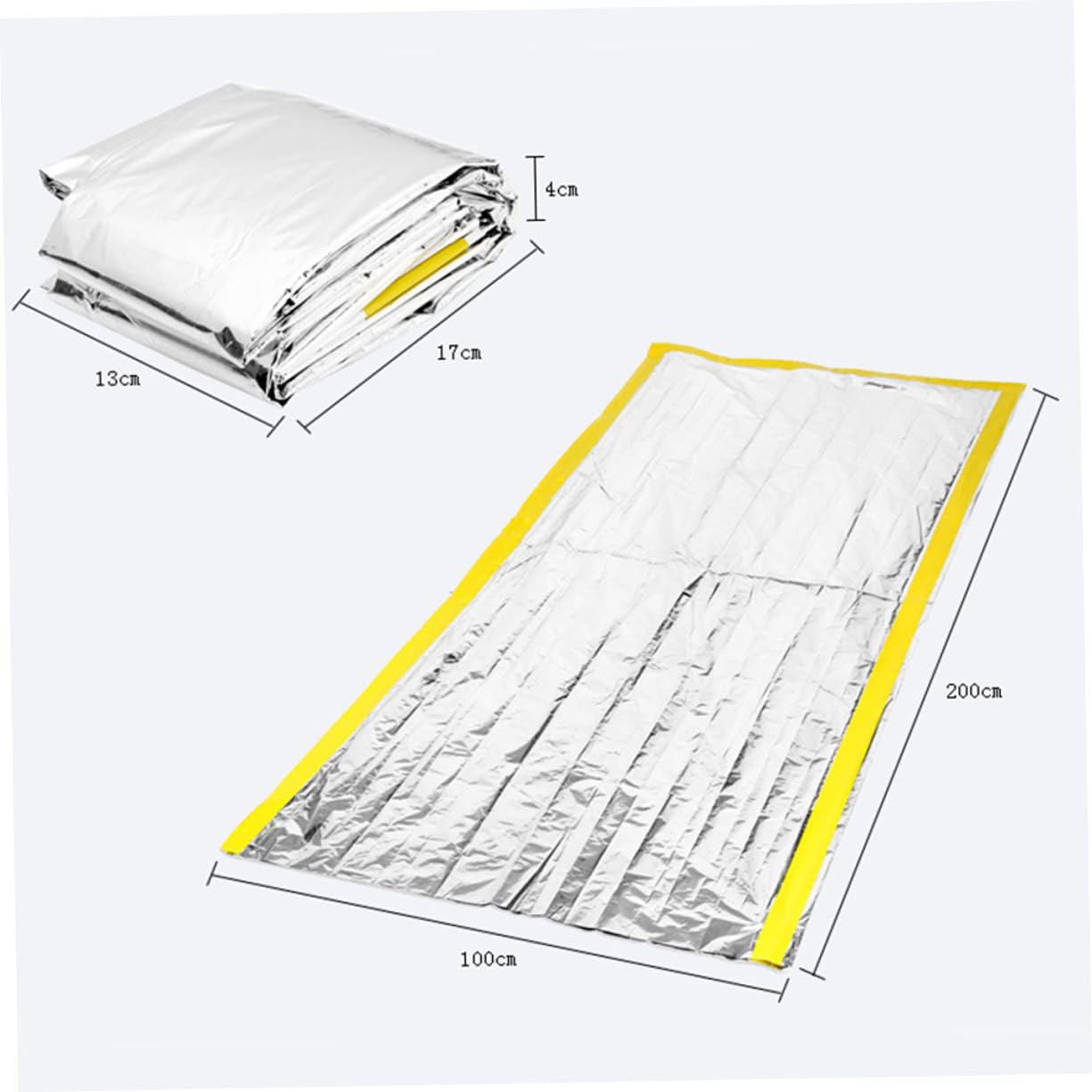 Balacoo Outdoor Portable Emergency Survival Thermal Foil Blanket for Camping Hiking First Aid Compact Reusable Silver and Yellow