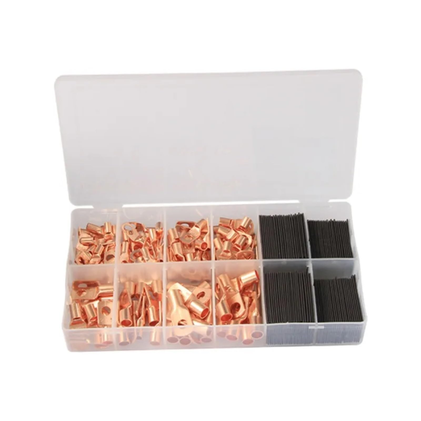 VWWJCCRO 260pcs Heat Shrink Tube Kit With Copper Ring Terminal With Box AWG Wire Connector Electrical Crimp Terminal