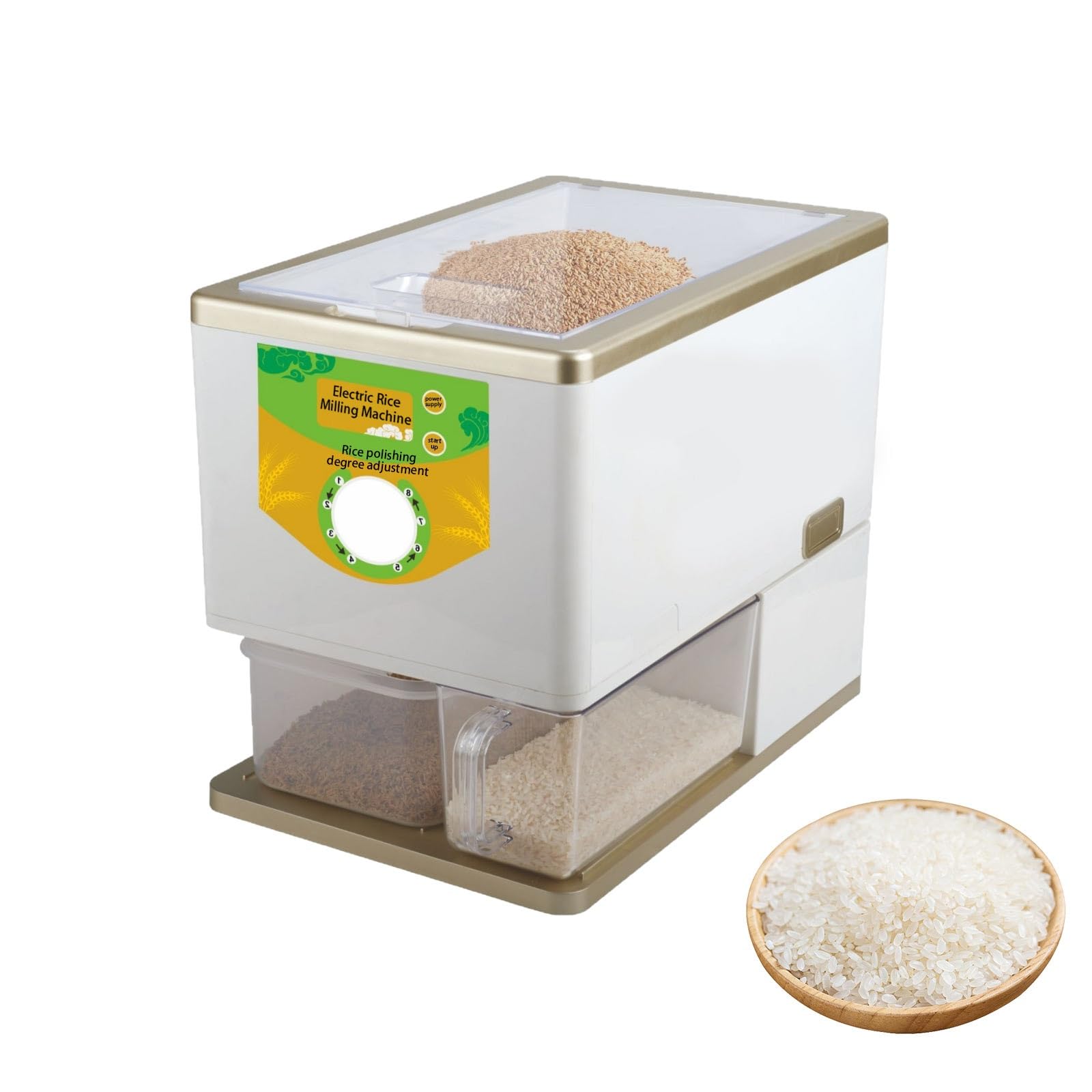 Home Rice Milling Machine Rice Huller Rice Milling Machine Electric Rice Mill Adjustable Rice Milling with Automatic Rice Bran Separator