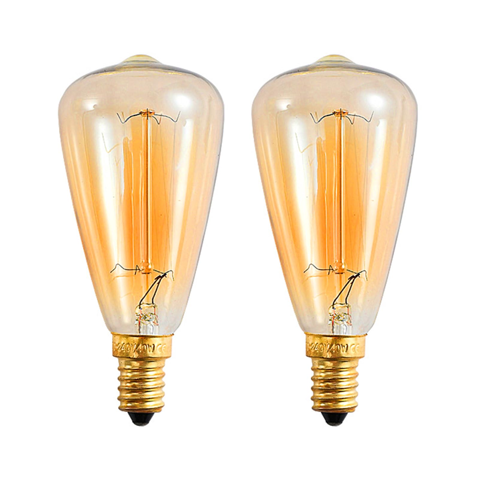Toyhood 2 Pack Vintage Edison Light Bulb E14 Dimmable, ST48 Decorative Light Bulb, E14 Retro Filament Edison Bulb