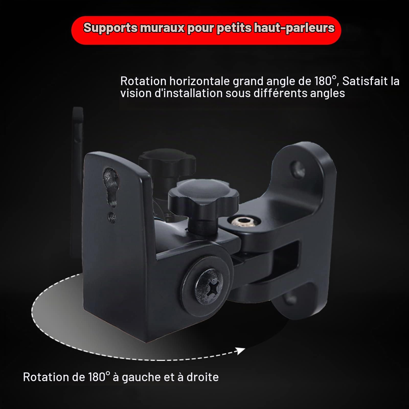 BS-218pro Support Mural pour Enceintes pour Petites Enceintes, Support Enceinte Murale, Poids Max 30 lbs (2 Packs Noirs)