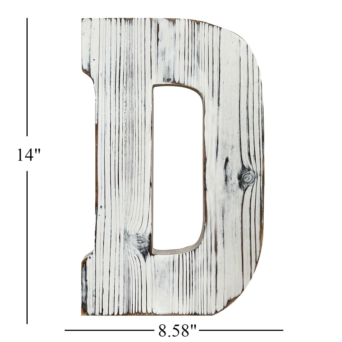 Letra de pared extragrande de 14 pulgadas, letras de madera de gran tamaño, decoración rústica, decoración de boda, libro de invitados, guardería, letra (blanco D)