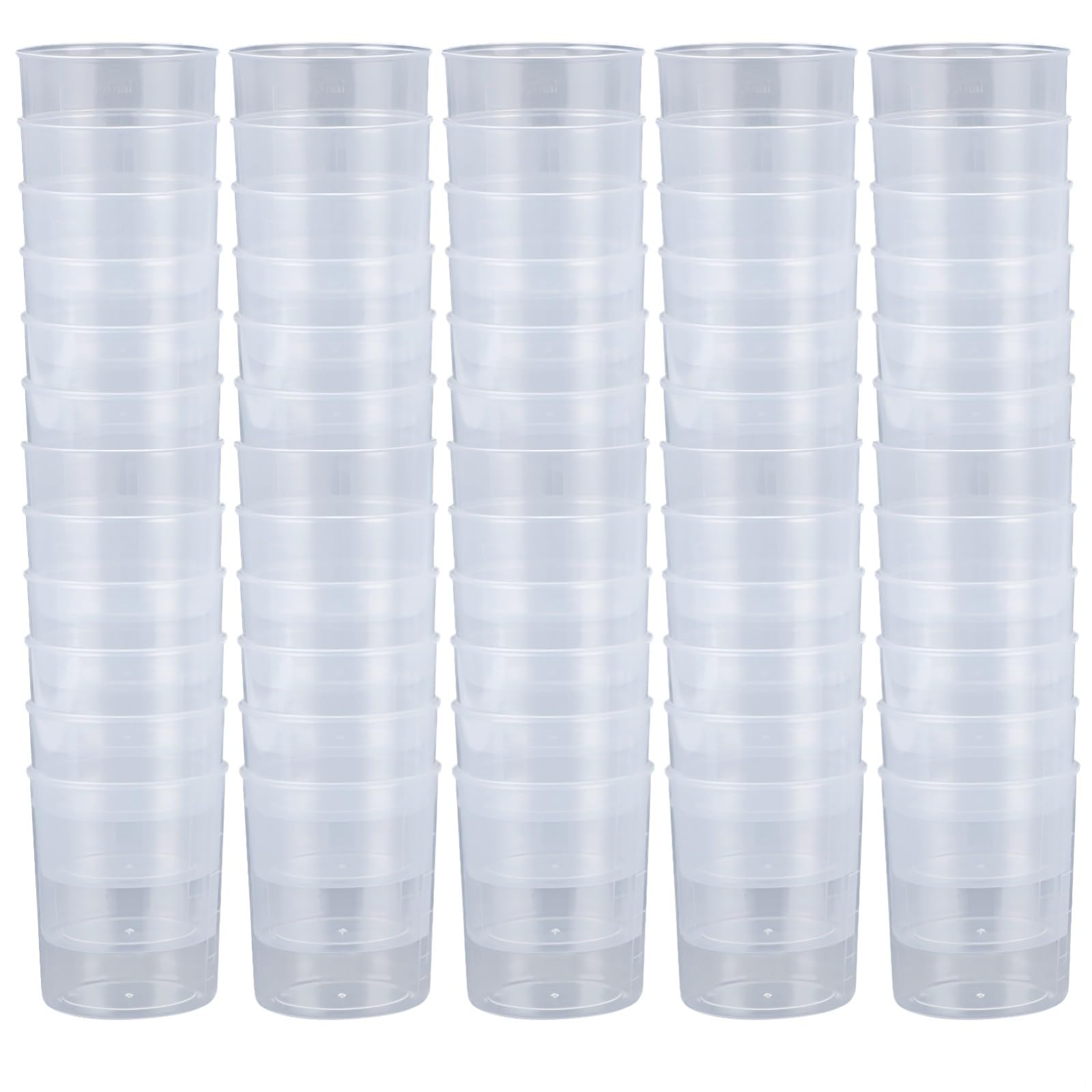 100 vasos medidores de plástico transparente, 3.4 onzas (100 ml), vasos graduados para resina, pintura, aceites esenciales, recipientes de pared gruesa, grado de laboratorio