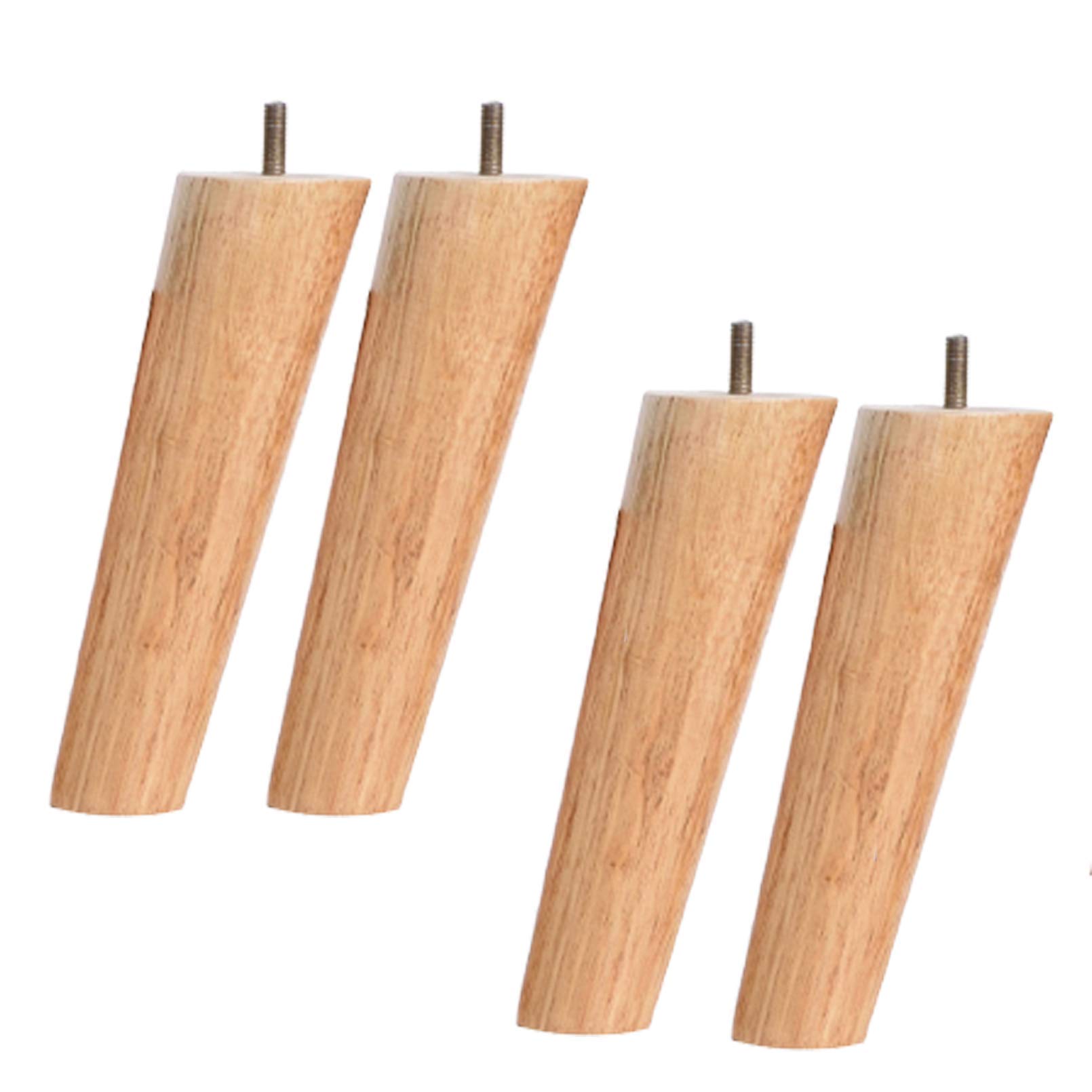 Set di 4 gambe coniche di ricambio per mobili in legno massello, con filettatura M8, tappetini antiscivolo, altezza 10 cm, piedini in legno di gomma per poltrone, armadietti, cassettiere, sedie, per