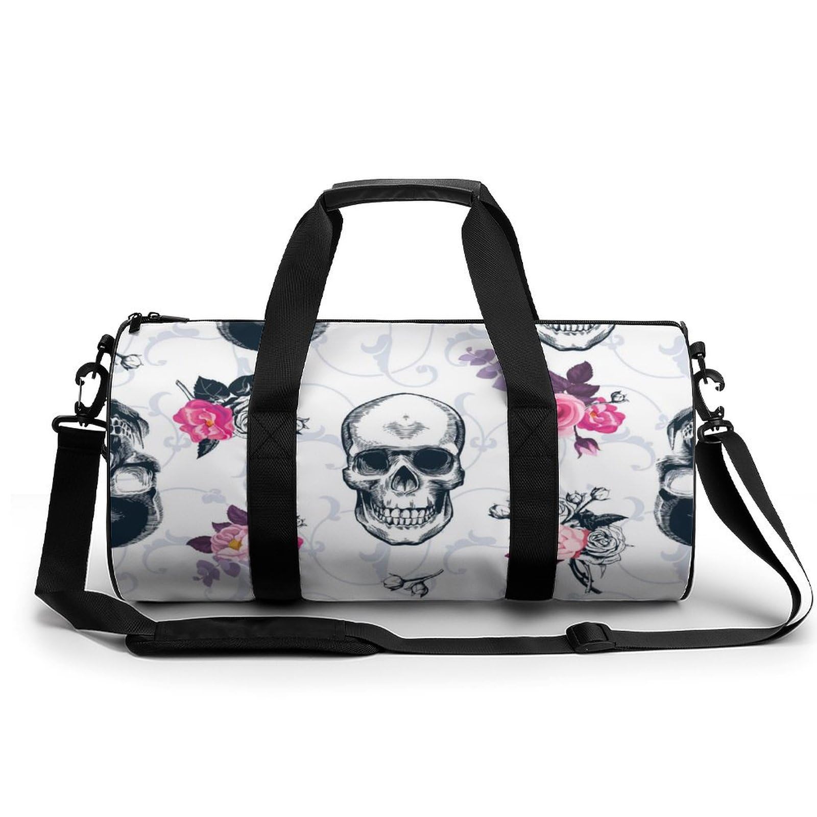 Duffel bag crâne de fleur au design artistique et format week-end 45x23x23cm - 8