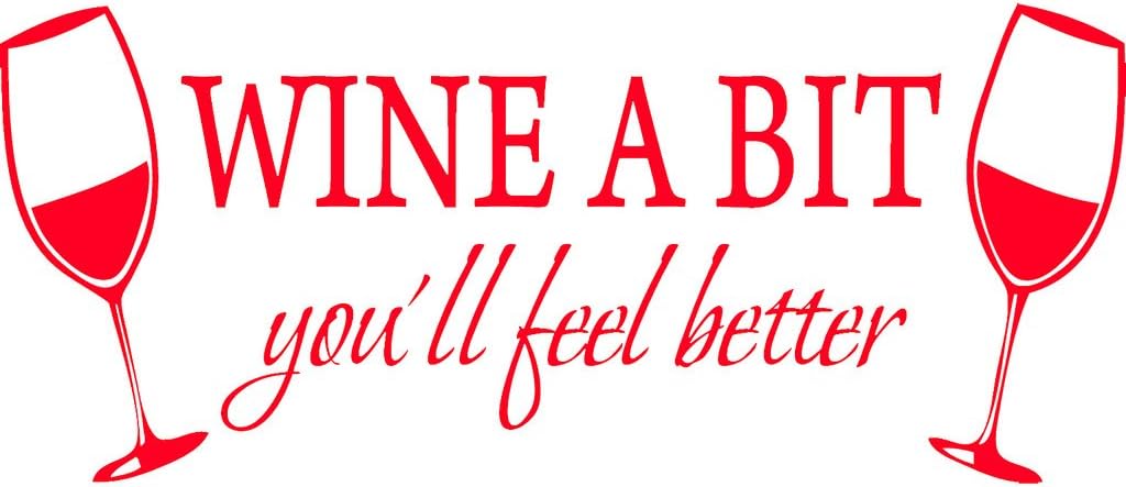 Gold(Chrome Mirror) 51" x 22" Wine A BIT You'll Feel Better Quote Letter Wall Sticker Decal