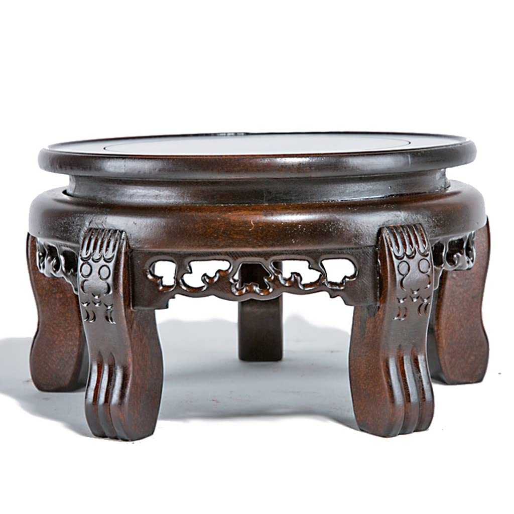 TEESONG Bonsai Pedestal Bonsai Base Display Stand Odd Stone Vase Ornaments Flower FishTank Rack Wooden Round Tray High Foot Vase Pedestal Display Stands(30CM)