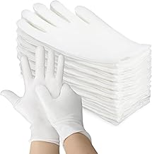 5 Pairs White Cotton Gloves - Breathable Cotton Gloves for Dry Hands Sleeping, Inspection, Coin Handling, Reusable Soft Cloth Glove for Eczema, Spa, Moisturizing Hands, High Elasticity, Women and Men