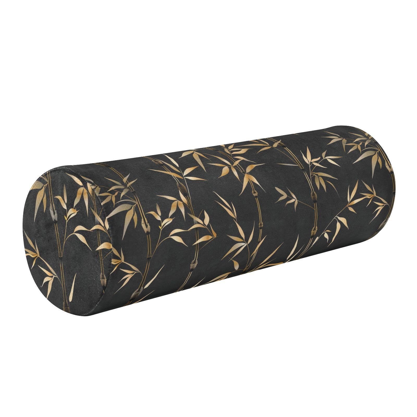 miaozhen William Morris Gold Black Cylinder Roll Pillow Bolster Pillow for Legs Sleeping almohada para cervicales y Cuello 5.5''x17''