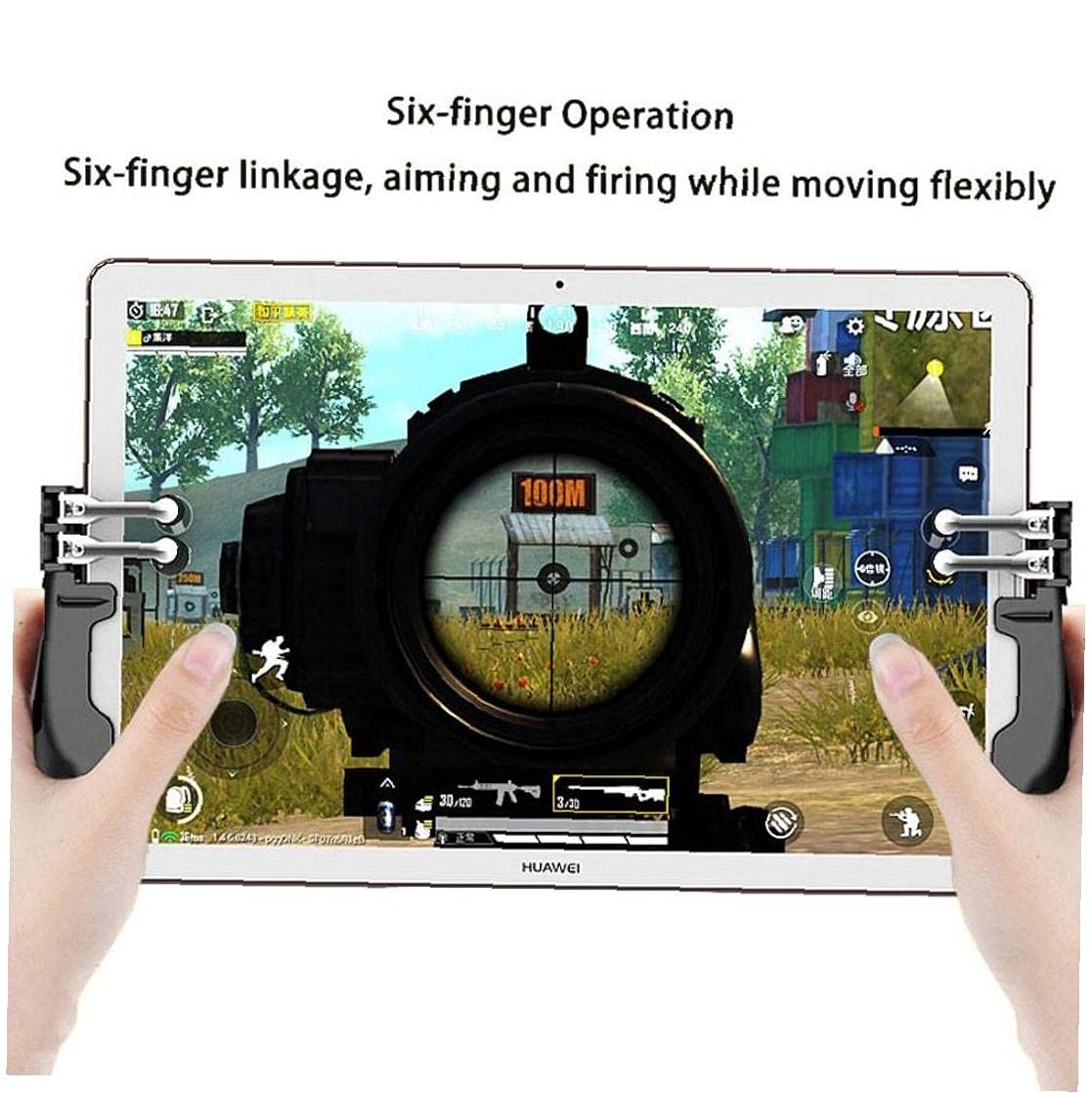 1Pair Móvil Joystick para PUBG Mobile Gamepad Seis Dedo PUBG Controlador Auxiliar Grip Tablet Juego Joystick Manija